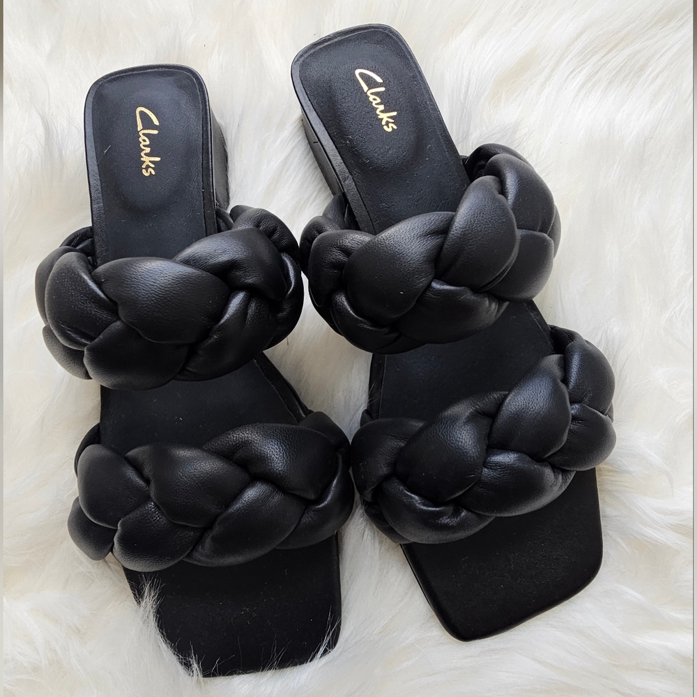 Clarks Women's Black Braided Sandals